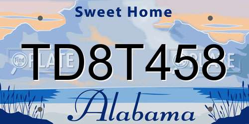 TD8T458 Alabama License Plate