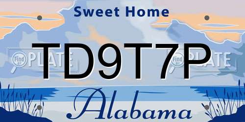 TD9T7P Alabama License Plate
