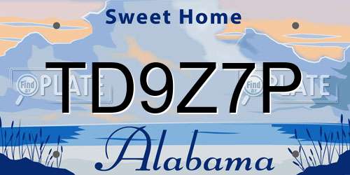 TD9Z7P Alabama License Plate