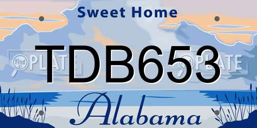 TDB653 Alabama License Plate