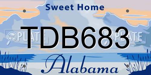 TDB683 Alabama License Plate