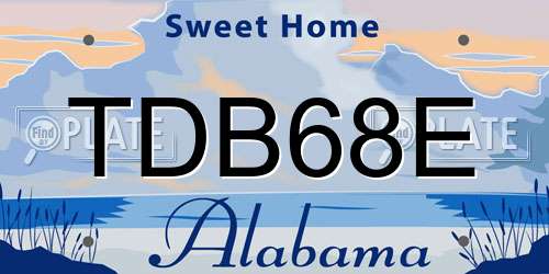 TDB68E Alabama License Plate