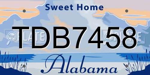 TDB7458 Alabama License Plate