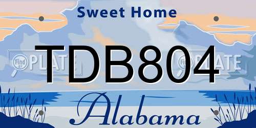 TDB804 Alabama License Plate