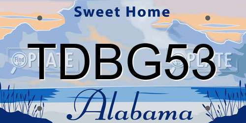 TDBG53 Alabama License Plate