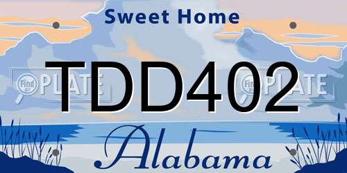 TDD402 Alabama License Plate