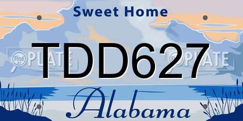 TDD627 Alabama License Plate