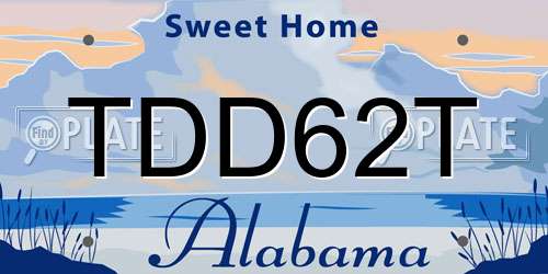 TDD62T Alabama License Plate