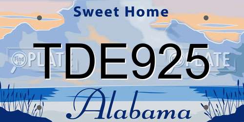 TDE925 Alabama License Plate