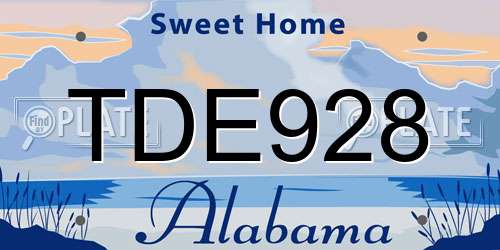 TDE928 Alabama License Plate