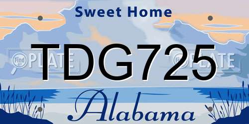 TDG725 Alabama License Plate