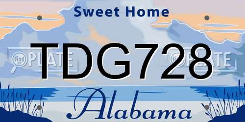 TDG728 Alabama License Plate
