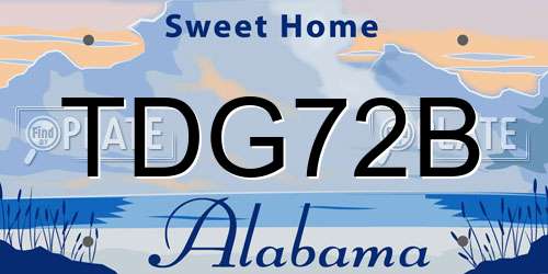 TDG72B Alabama License Plate