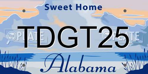 TDGT25 Alabama License Plate