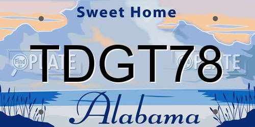 TDGT78 Alabama License Plate