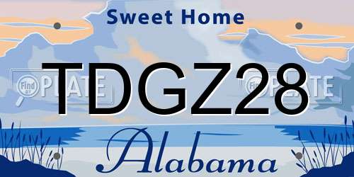 TDGZ28 Alabama License Plate