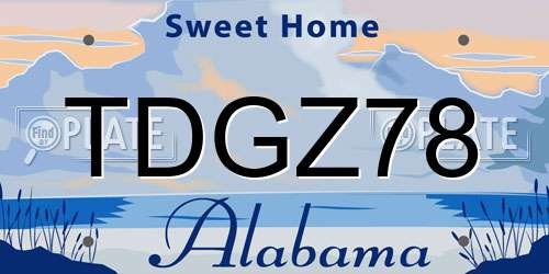 TDGZ78 Alabama License Plate
