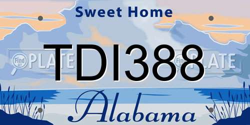 TDI388 Alabama License Plate