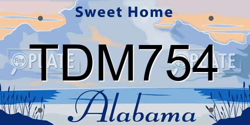 TDM754 Alabama License Plate