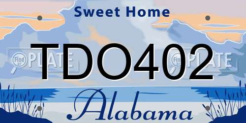 TDO402 Alabama License Plate