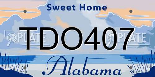 TDO407 Alabama License Plate