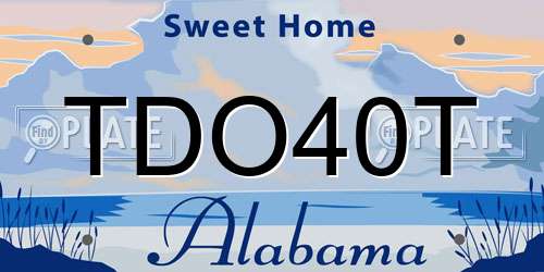 TDO40T Alabama License Plate