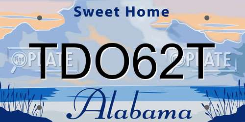 TDO62T Alabama License Plate