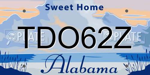 TDO62Z Alabama License Plate