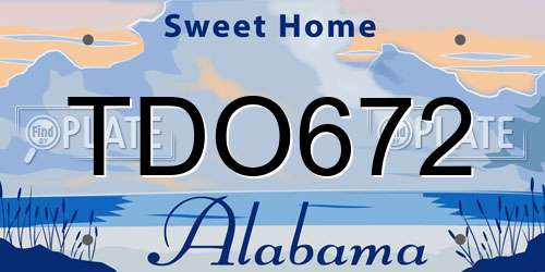 TDO672 Alabama License Plate