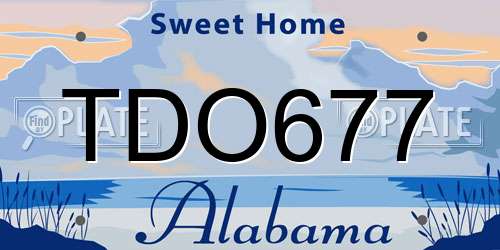 TDO677 Alabama License Plate