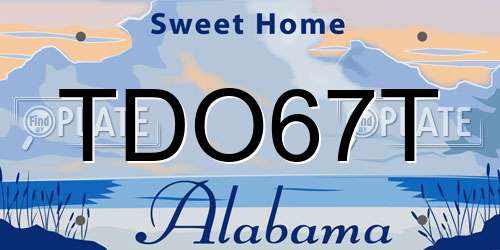 TDO67T Alabama License Plate