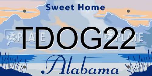 TDOG22 Alabama License Plate