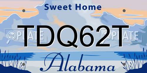 TDQ62T Alabama License Plate
