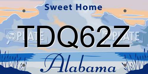 TDQ62Z Alabama License Plate