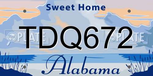 TDQ672 Alabama License Plate