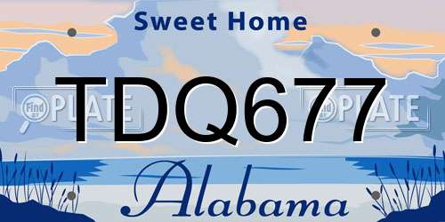 TDQ677 Alabama License Plate