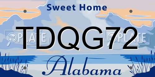 TDQG72 Alabama License Plate