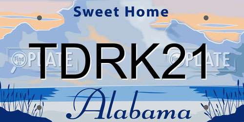 TDRK21 Alabama License Plate