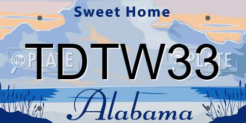 TDTW33 Alabama License Plate