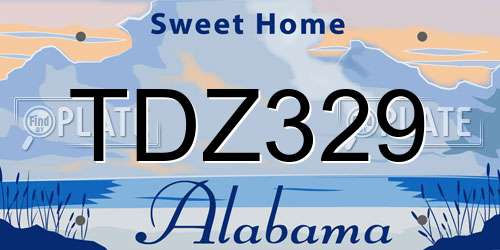 TDZ329 Alabama License Plate