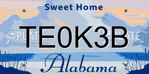 TE0K3B Alabama License Plate