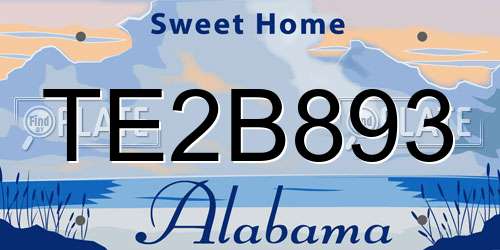TE2B893 Alabama License Plate