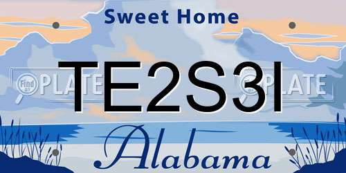 TE2S3I Alabama License Plate