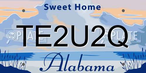 TE2U2Q Alabama License Plate