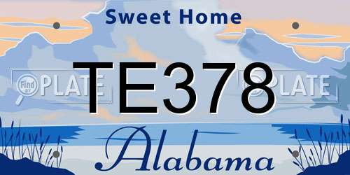 TE378 Alabama License Plate