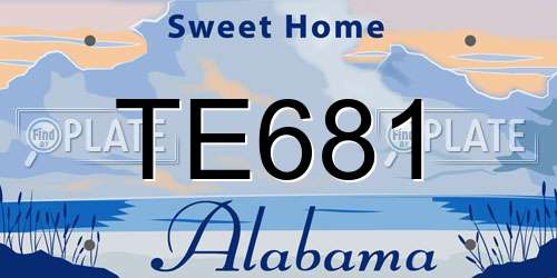 TE681 Alabama License Plate