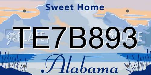TE7B893 Alabama License Plate