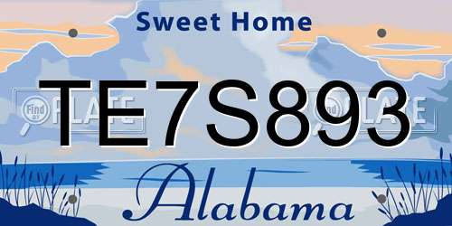 TE7S893 Alabama License Plate