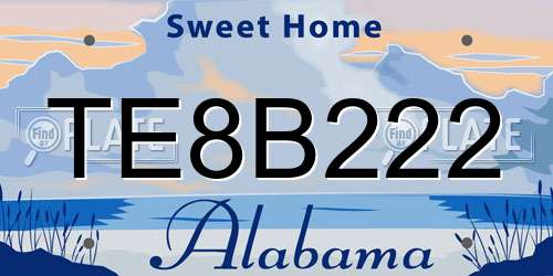 TE8B222 Alabama License Plate