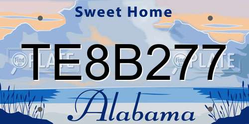 TE8B277 Alabama License Plate